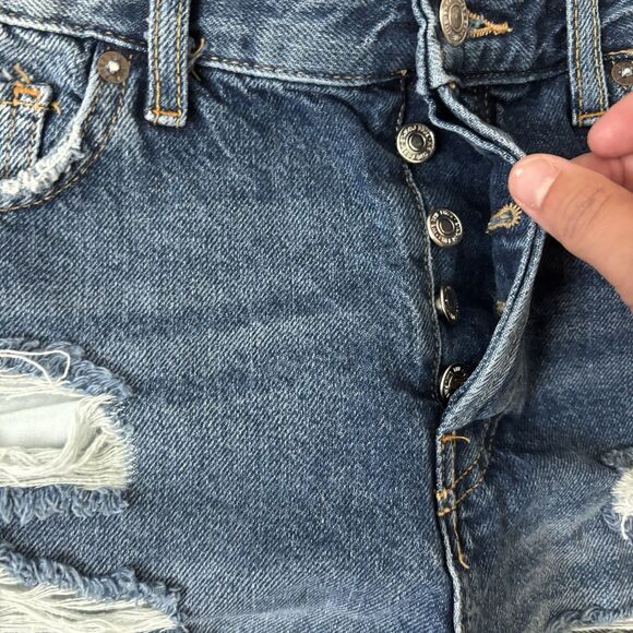 Free People Denim Shorts Womens Size 26 High Rise Distressed Jean Shorts Medium - Picture 4 of 8